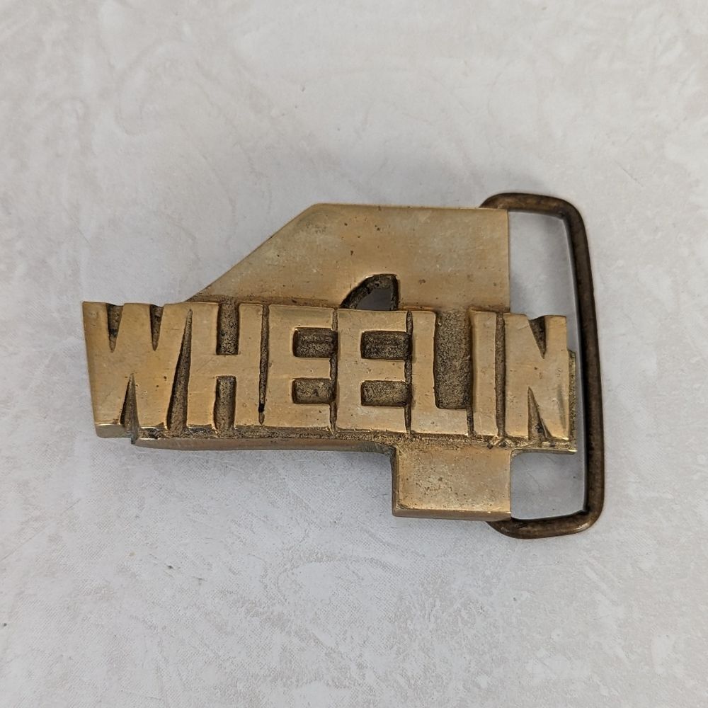 Vintage Brass Four Wheelin' Belt Buckle